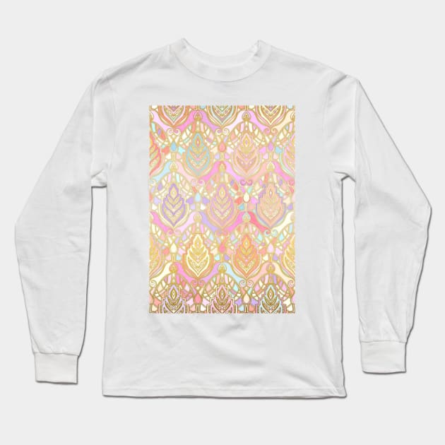 Rosy Opalescent Art Deco Pattern Long Sleeve T-Shirt by micklyn